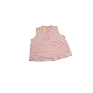 BUDDHA STONES Sleeveless Tunic Top Pleated Button‎ Front Mauve XL